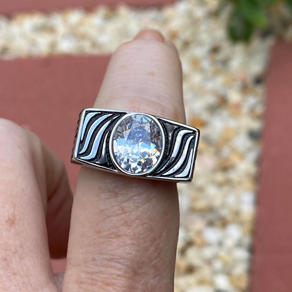 Stainless Steel Animal Design CZ Ring Size 8,9,10